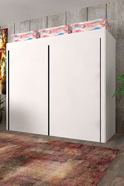 CimriKese Geniş Hacimli Çift Askılı Bez Dolap Beyaz Bezdolap