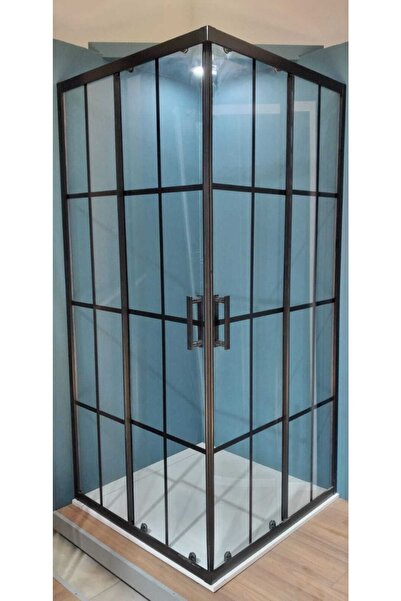 Blackline Siyah Çizgili 90x100 Köşe Duşakabin Şişe Cam H: 190