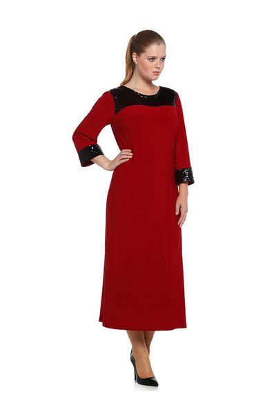 Nidya Moda Plus Size Red Robe Cuff Sequin Sequin Evening Dress-4056k