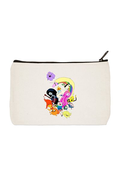 designedfy Clutch Adventure Time Printed υφασμάτινη τσάντα μακιγιάζ, θήκη για στυλό, τσάντα χειρός