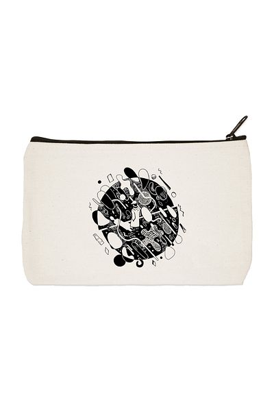 designedfy Clutch Bts Mono Printed υφασμάτινη τσάντα μακιγιάζ, θήκη για στυλό, τσάντα