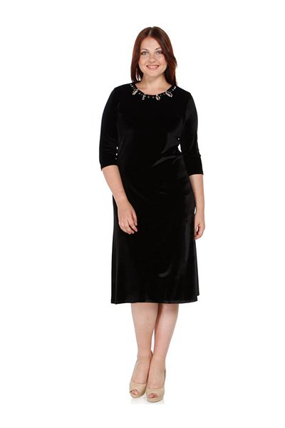 Nidya Moda Women's Black Jewelled Velvet Evening Dress 4072AS