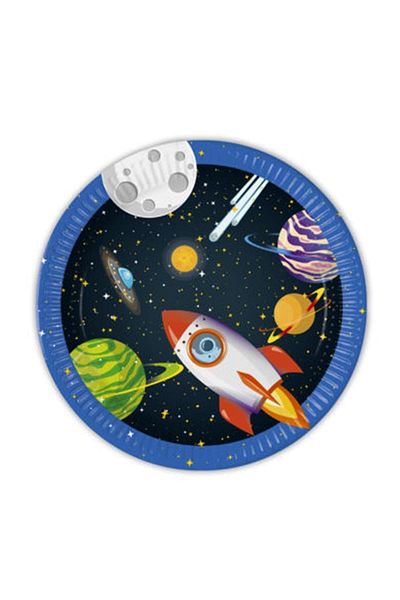 Kikajoy Rocket Space Cardboard Plate 23cm 8pcs