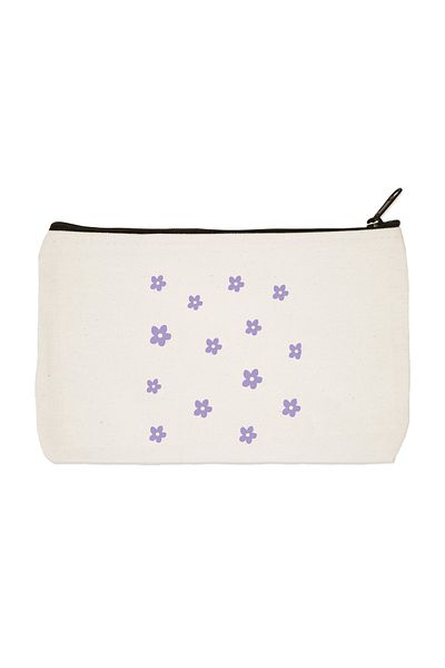 designedfy Clutch Purple Flower 2 Printed υφασμάτινη τσάντα μακιγιάζ, θήκη για στυλό, τσάντα