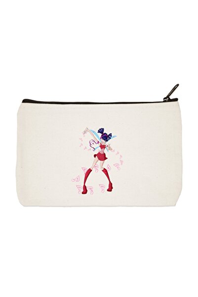 designedfy Geantă de machiaj din pânză imprimată Clutch Winx Musa, suport pentru stilou, geantă de mână