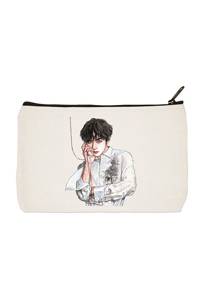 designedfy Clutch Bts Tae-hyung Printed υφασμάτινη τσάντα μακιγιάζ, θήκη για στυλό, τσάντα συμπλέκτη