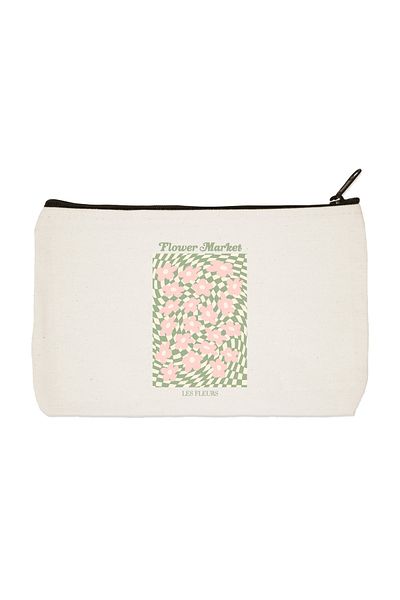 designedfy Clutch Flower Market Les Fleur Printed υφασμάτινη τσάντα μακιγιάζ