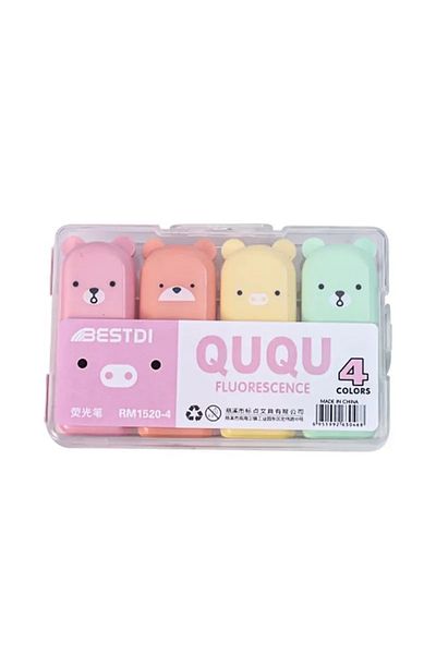 gebzeli Highlighter Set of 4 with Teddy Bear Figure