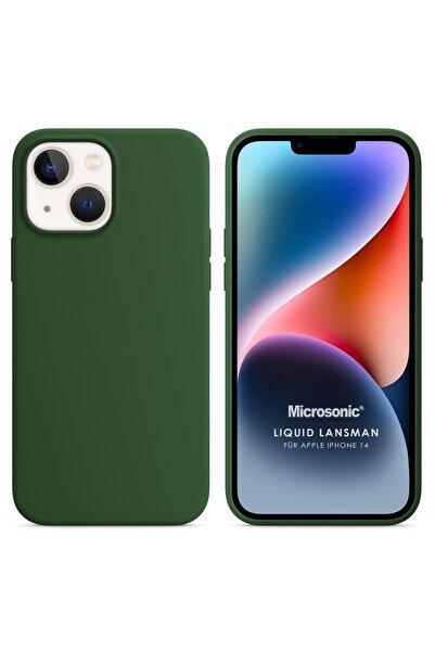 Microsonic Apple Iphone 14 Kılıf Liquid Lansman Silikon Koyu Yeşil