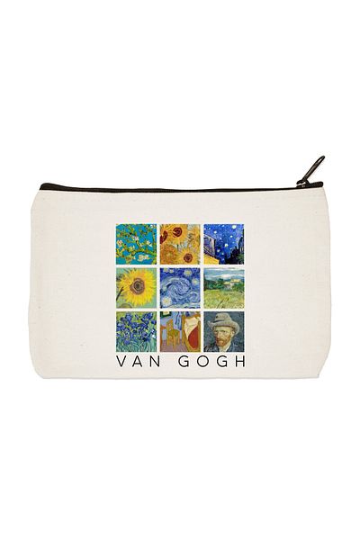 designedfy Van Gogh Collage Art 2 Printed - Clutch Pen Holder Τσάντα συμπλέκτη με υφασμάτινο μακιγιάζ