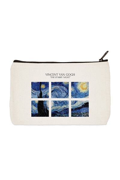 designedfy Clutch Van Gogh Starry Night 3 τυπωμένη υφασμάτινη τσάντα μακιγιάζ, θήκη για στυλό, τσάντα συμπλέκτη