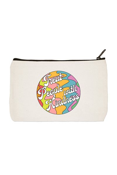 designedfy Clutch Treat People With Kindness Έντυπη υφασμάτινη τσάντα μακιγιάζ, θήκη για στυλό, τσάντα χειρός