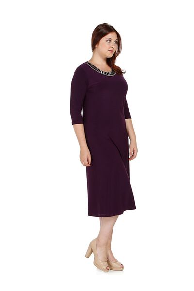 Nidya Moda Women's Plum Ray Collar Evening Dress 4079M