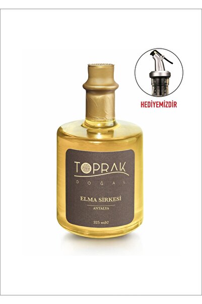 Toprak Doğal Doğal Elma Sirkesi 325 ml - Doğal Fermente Elma Sirkesi, Şişe Ucu Servis Aparatı Yağdanlık, Çeyizlik