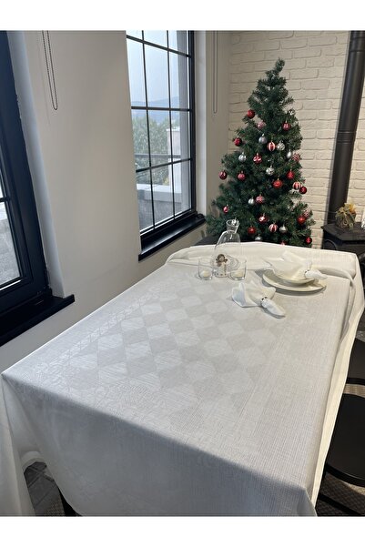 Lucien Home مفرش طاولة جاكار بتأثير الكتان