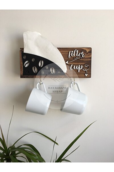 HAYALHANE AHŞAP Fincan Askılık/ Filter And Cup Askılık / Kahve Filtre Rafı