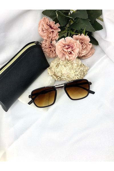 Di Caprio Men's Sunglasses - Brown, Square Rutas and Gold Detailed