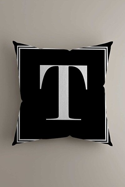 LadiesHome كيس وسادة رمي الحروف - حرف T - 43x43 سم