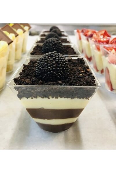 NehirAmbalaj Kristal Plastik Akrilik Prizma Kübik Kase 200 Cc-24 Adet