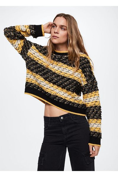 MANGO Woman Haroşa Knitted Striped Sweater