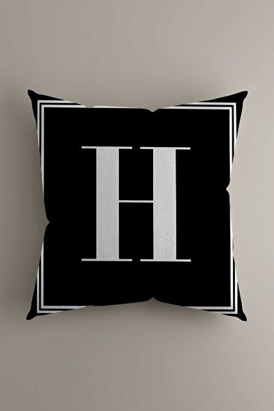 LadiesHome Harfli Kırlent Yastık Kılıfı - H Harfi - 43x43 Cm