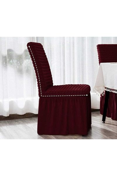 Güzel Aral Burgundy Color High Quality Washable Elastic Flexible Wrapped Chair Cover. 1 Piece