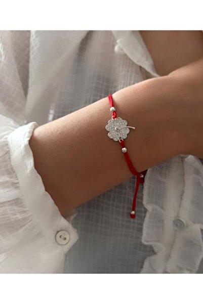 Serline Desing 925 Ayar Gümüş Bileklik-zirkon Taşlı Ipli Şans Yoncalı Gümüş B...