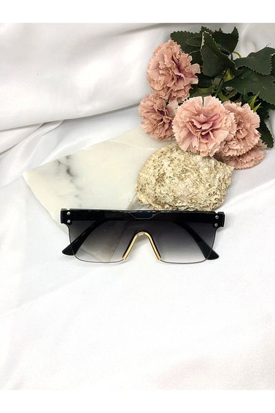 Di Caprio Mesi Square Vintage Design Light Black-gold Women's Sunglasses