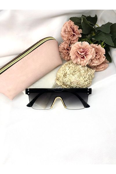Di Caprio Mesi Square Vintage Design Light Black-gold Women's Sunglasses