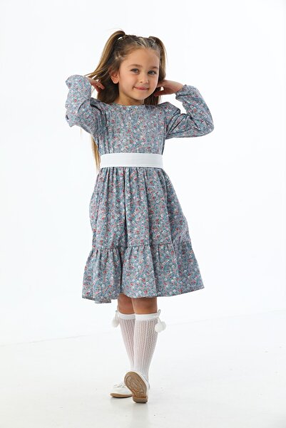 Moda Lippa Κοριτσίστικο φόρεμα με μοτίβο μπλε λουλουδιών