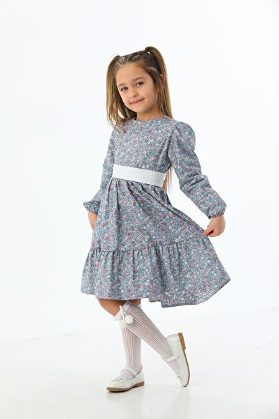 Moda Lippa Κοριτσίστικο φόρεμα με μοτίβο μπλε λουλουδιών