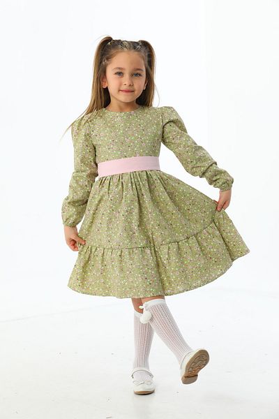 Moda Lippa Rochie pentru fetiță cu model floral verde fistic