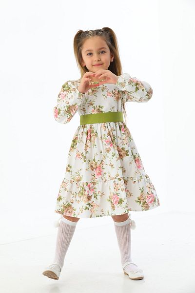 Moda Lippa Rochie pentru fetiță cu model floral verde