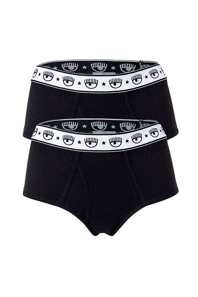 CHIARA FERRAGNI Damen Slip 2er Pack - Slips, Cotton Stretch, Logobund, uni