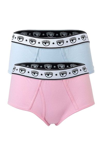 CHIARA FERRAGNI Damen Slip 2er Pack - Slips, Cotton Stretch, Logobund, uni