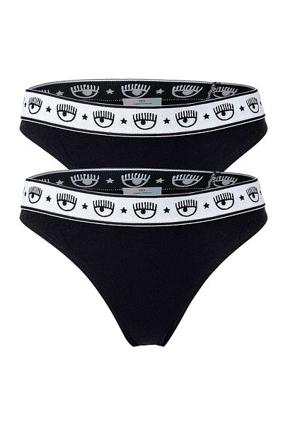 CHIARA FERRAGNI Damen Slip 2er Pack - Brief, Cotton Stretch, Logobund, uni
