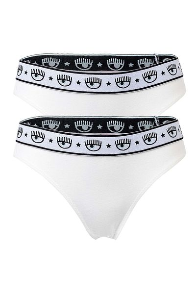 CHIARA FERRAGNI Damen Brazilian Slip 2er Pack - Slip, Cotton Stretch, Logobund, uni