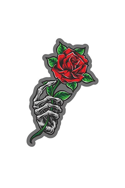 MegaSticker Oldschool Gül Araba, Motorsiklet, Kask, Laptop, Cam Sticker 13x9 Cm