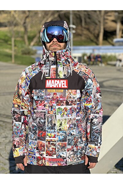 GOFACE Snowboard Ve Kayak Montu Marvel Hoodie Jacket 10k Su Geçirmez Isı Yalı...