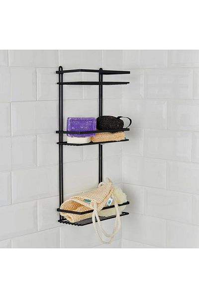 SUNTEL BANYO MUTFAK AKSESUARLARI Ράφι μπάνιου 3 επιπέδων με γάντζο - Απλό σχέδιο - Ανοξείδωτο