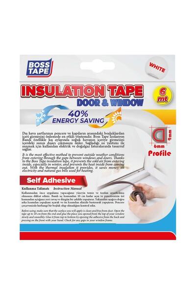 Boss Tape Kapı Pencere Yalıtım Bandı Fitili Soğuk Rüzgar Kesici Kendinden Yapışkanlı Beyaz 2x3 Metre