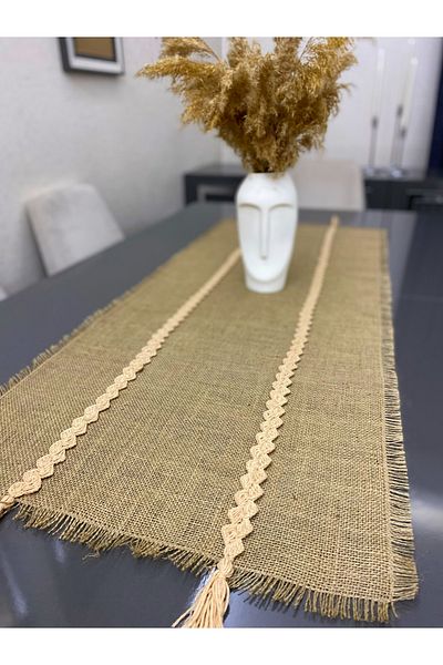 Parla Life Ριγέ Πλεκτό Μοτίφ Γιούτα Υφασμάτινο Runner 50x120 εκ