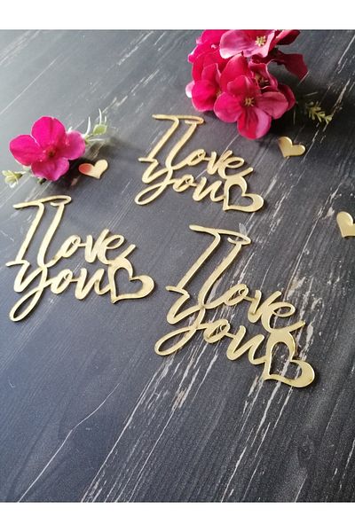 SG TASARIM Valentine's Day I Love You Gold Plexi Pinyata, Box, Cake Decoration