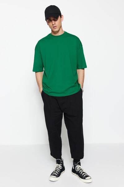 Trendyol Collection Πράσινο μπλουζάκι με κοντό μανίκι με στάμπα μεγάλου μεγέθους - TMNSS23TS00168