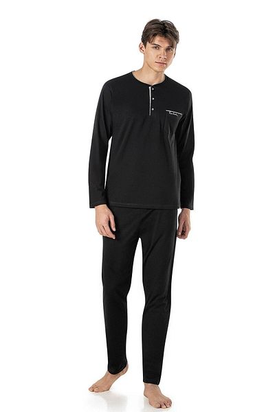 Pierre Cardin Men's Combed Black Long Sleeve & Short Sleeve Shorts Pajamas and Robe 5-Piece Dowry Set