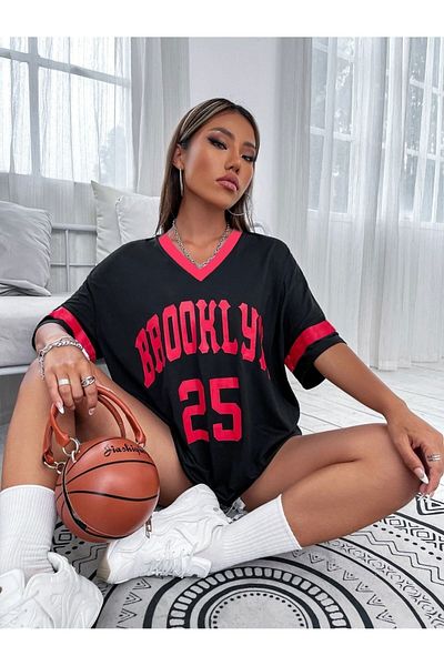 Machetta V-Neck Brooklyn 25 Printed Oversize T-Shirt