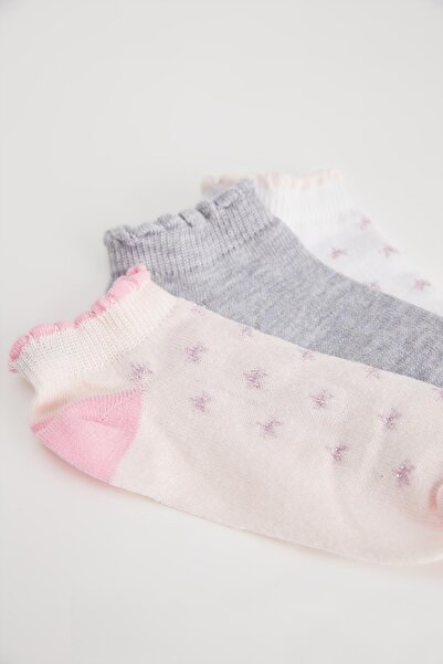 DeFacto Girl's 3-Piece Cotton Booties Socks