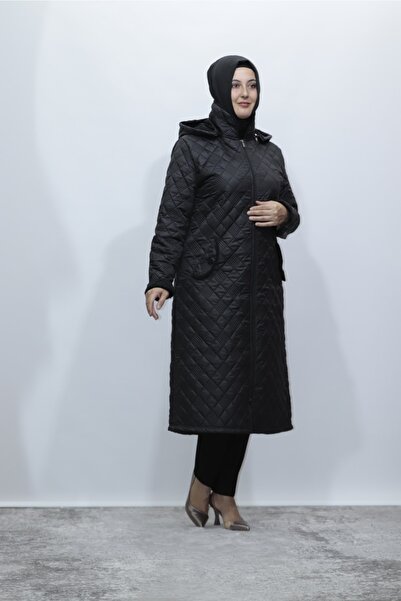 Zey&Ka Butik فروي مبطن مقنعين انغلق معطف معطف