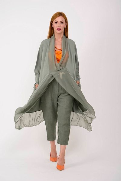 Park Moda Silk Detailed Shawl Blouse 8783