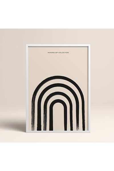 HOMEPACK Boho Bohemian Linear Linear Modern Abstract Art Πίνακας με κορνίζα